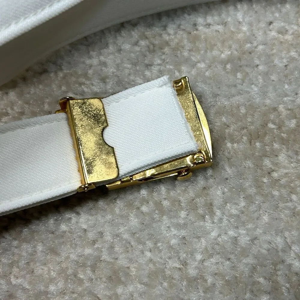 NWP Regulation Military Belt Mens XS White Gold Buckle Reversible Made USA